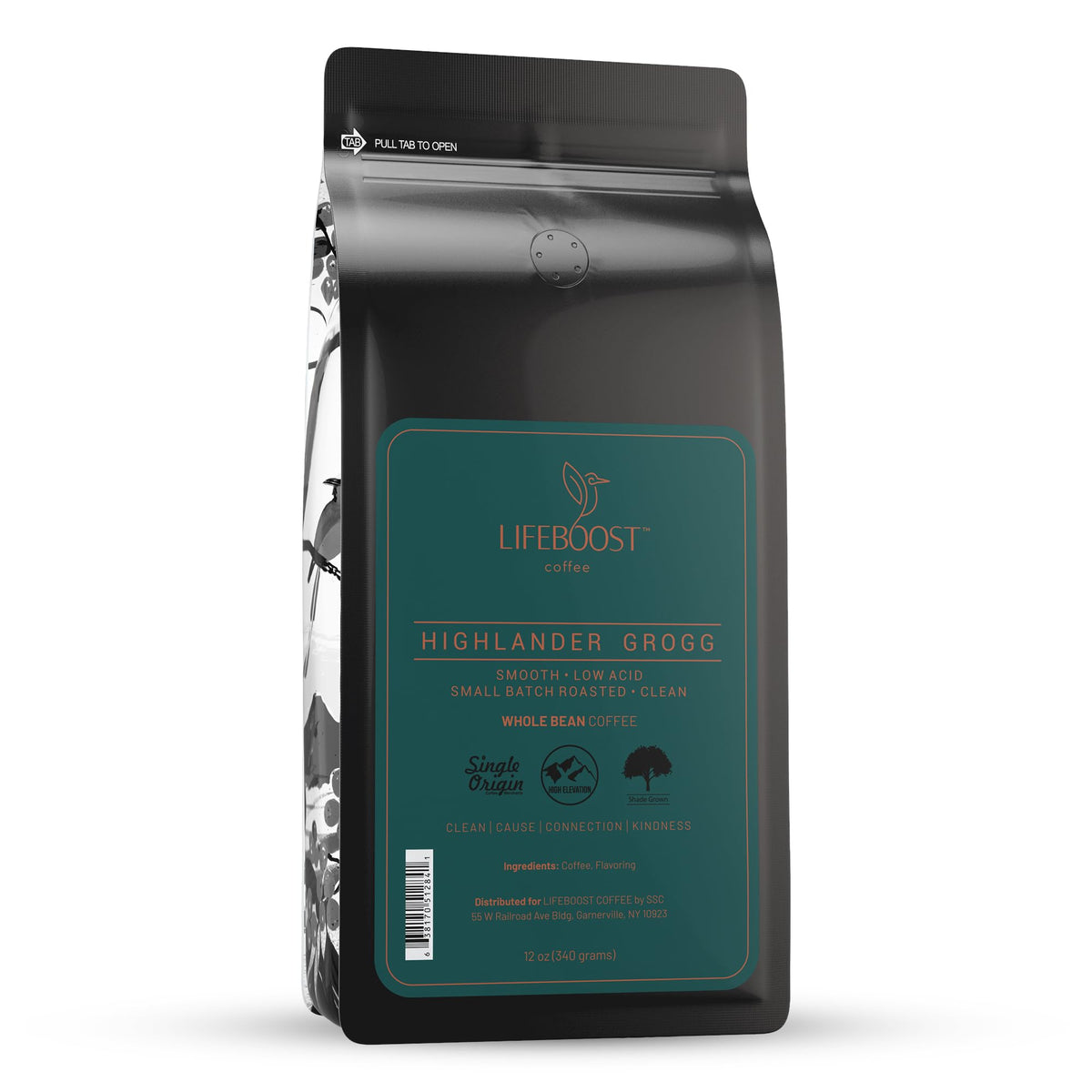 Lifeboost Highlander Grogg Whole Bean Coffee – Low Acid, Single Origin, Non-GMO, 12 oz