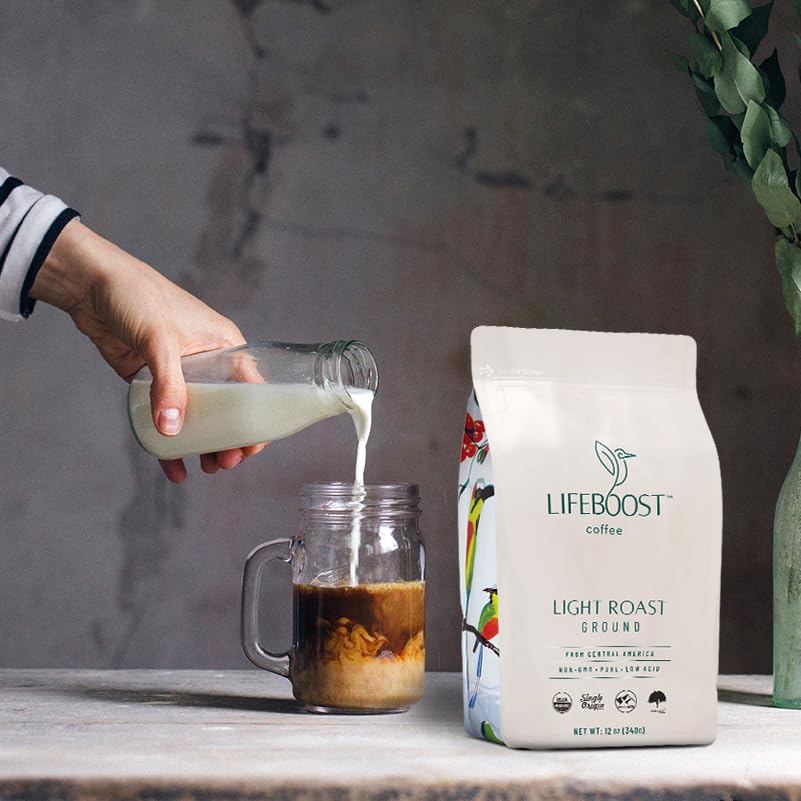 Lifeboost Light Roast Ground Coffee — Low Acid, Organic, Non-GMO, Single Origin