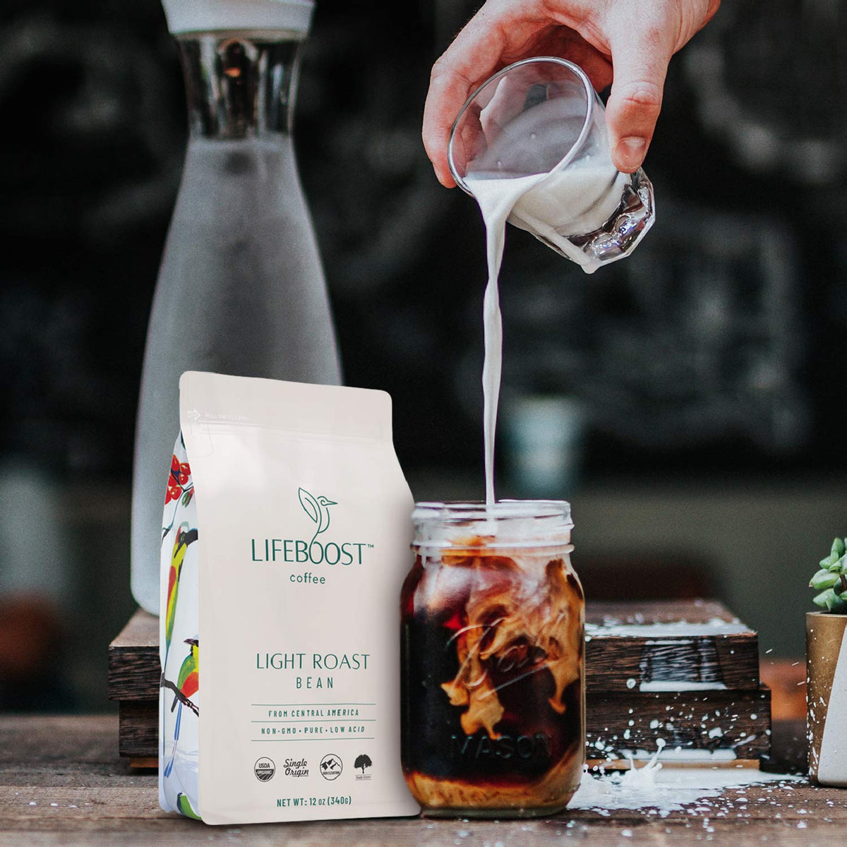 LIFEBOOST Light Roast Whole Bean Coffee – Low Acid Organic, Single Origin, Non-GMO, Mycotoxin & Pesticide Tested, 12 oz