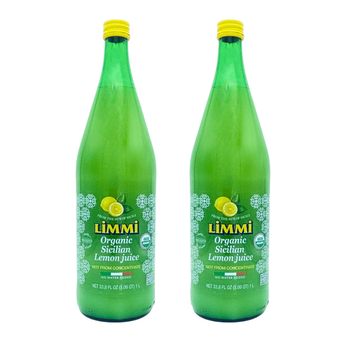 Limmi Organic Sicilian Lemon Juice – 1L Glass Bottle (Pack of 2) | Freshly Squeezed, Not From Concentrate