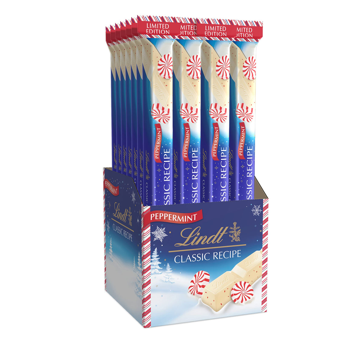 Lindt CLASSIC RECIPE Holiday White Chocolate Peppermint Candy Stick – 1.2 oz