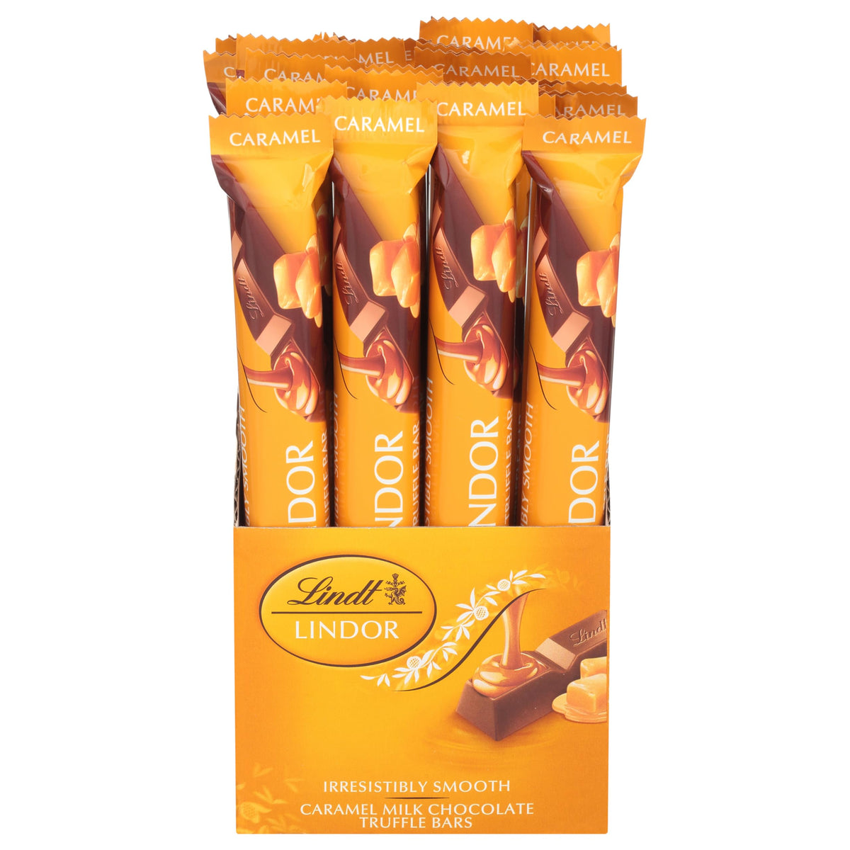 Lindt LINDOR Caramel Milk Chocolate Truffle Bar — 24 Pack, Smooth Melting Center