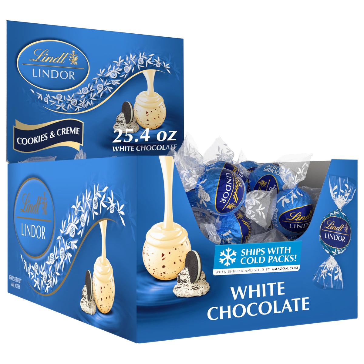 Lindt LINDOR Cookies and Creme White Chocolate Truffles – 60 Count Box