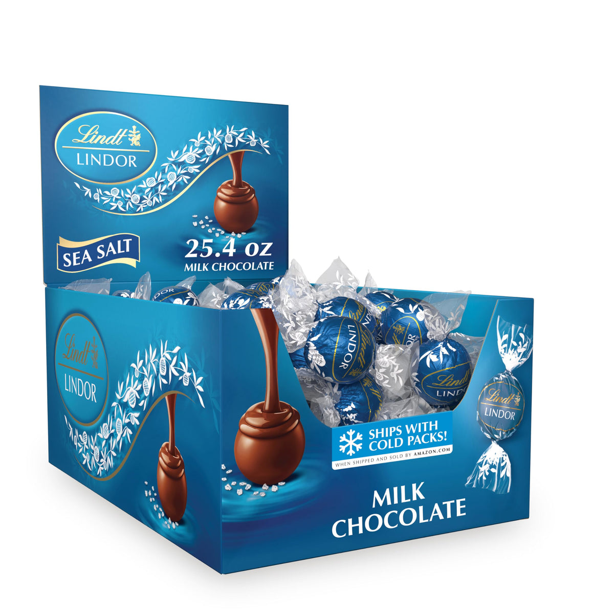 Lindt LINDOR Sea Salt Milk Chocolate Truffles – 60 Count Box | Smooth, Melting Center