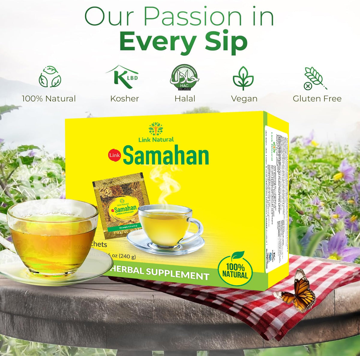 LINK SAMAHAN Ayurvedic Herbal Tea Packets – 14-Herb Sri Lankan Ceylon Blend, 100 Count