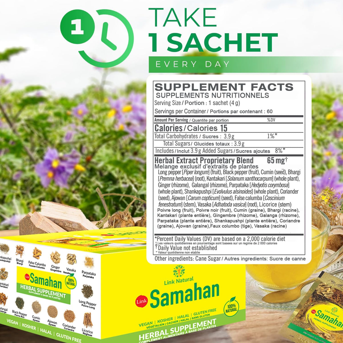LINK SAMAHAN Ayurvedic Herbal Tea Packets – 14-Herb Sri Lankan Ceylon Blend, 100 Count