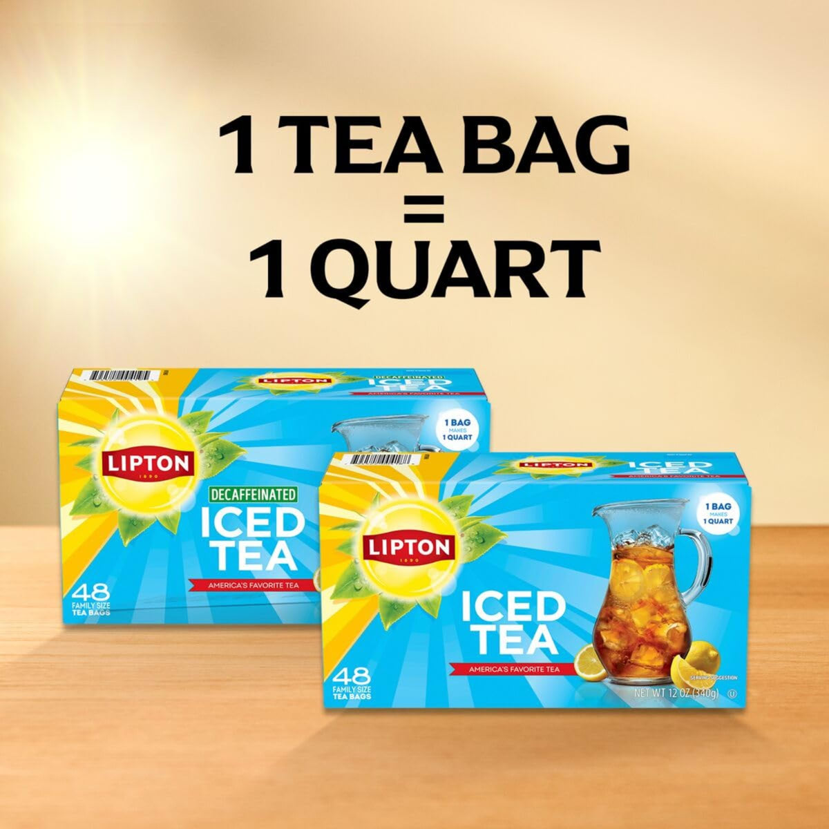 Lipton Unsweetened Iced Tea Bags — 48-Count Family Size (Pack of 3, 144 Tea Bags), Zero Calorie Black Tea