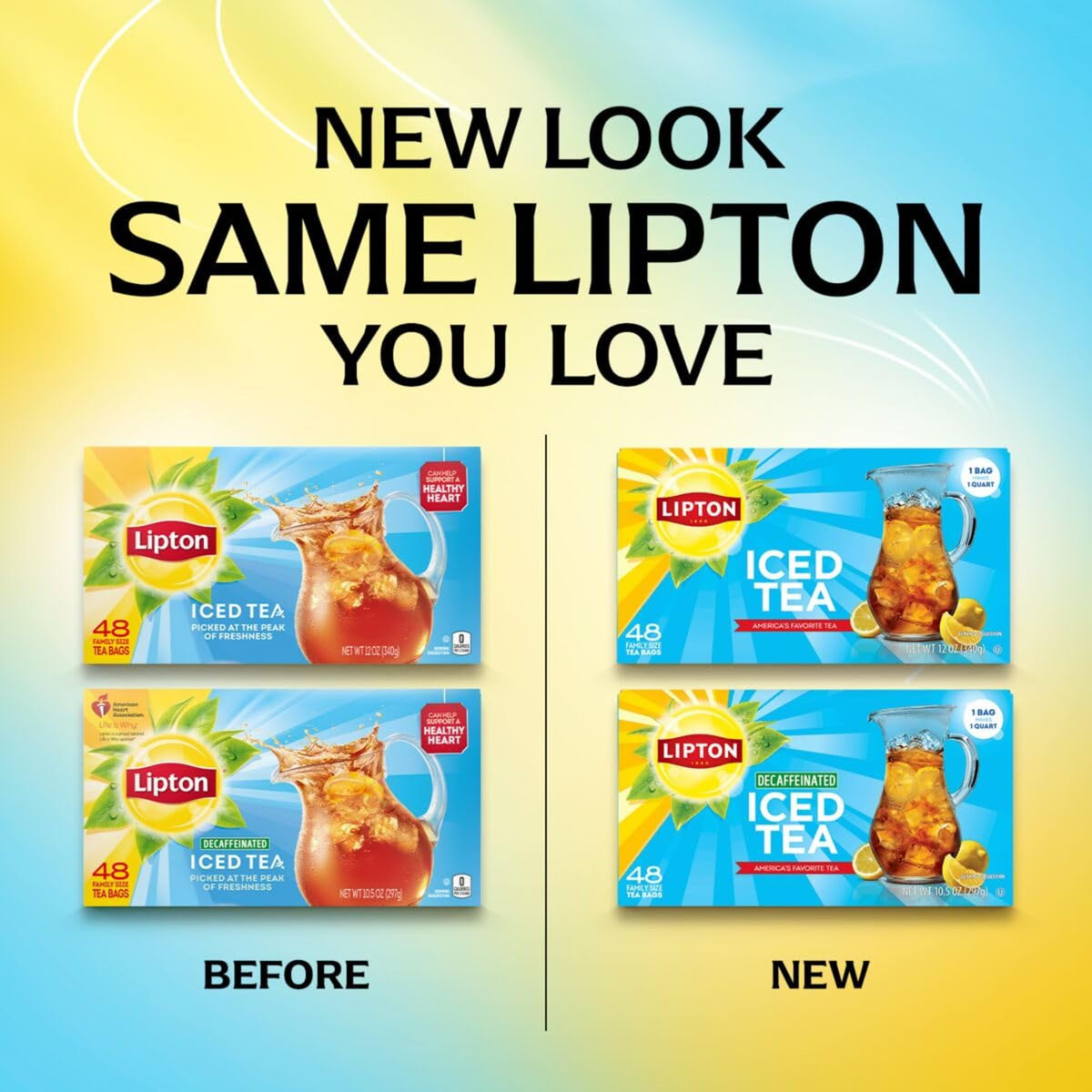 Lipton Unsweetened Iced Tea Bags — 48-Count Family Size (Pack of 3, 144 Tea Bags), Zero Calorie Black Tea