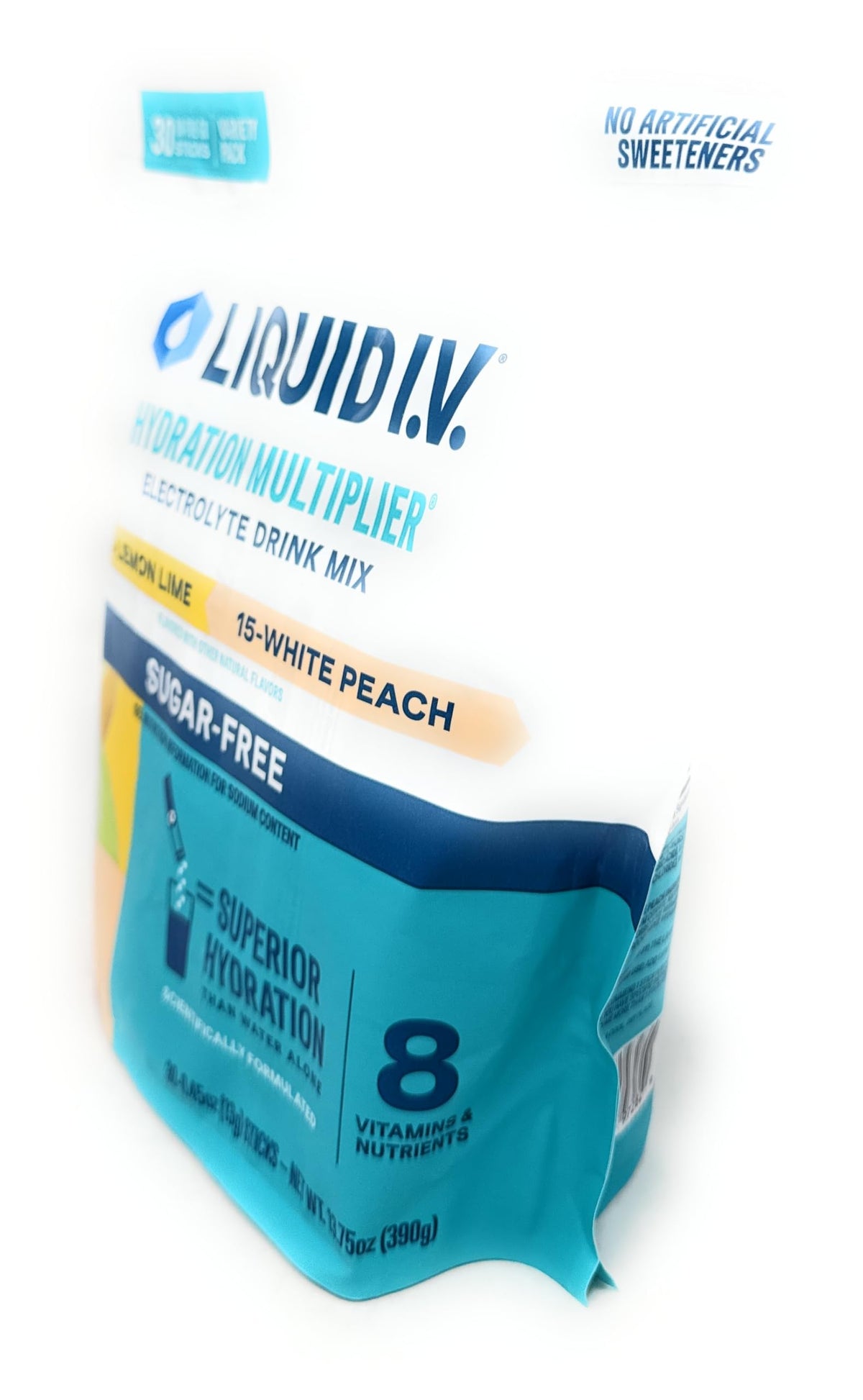 Liquid I.V. Sugar Free Hydration Multiplier Variety Pack – 30 Sticks (Lemon Lime & White Peach)