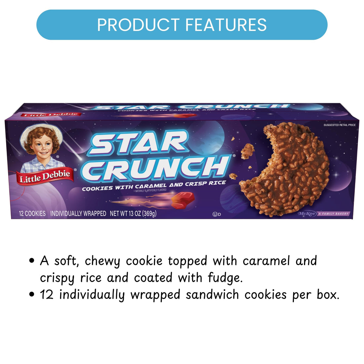 Little Debbie Star Crunch Cosmic Cookies – 96 Cookies (8 Boxes)