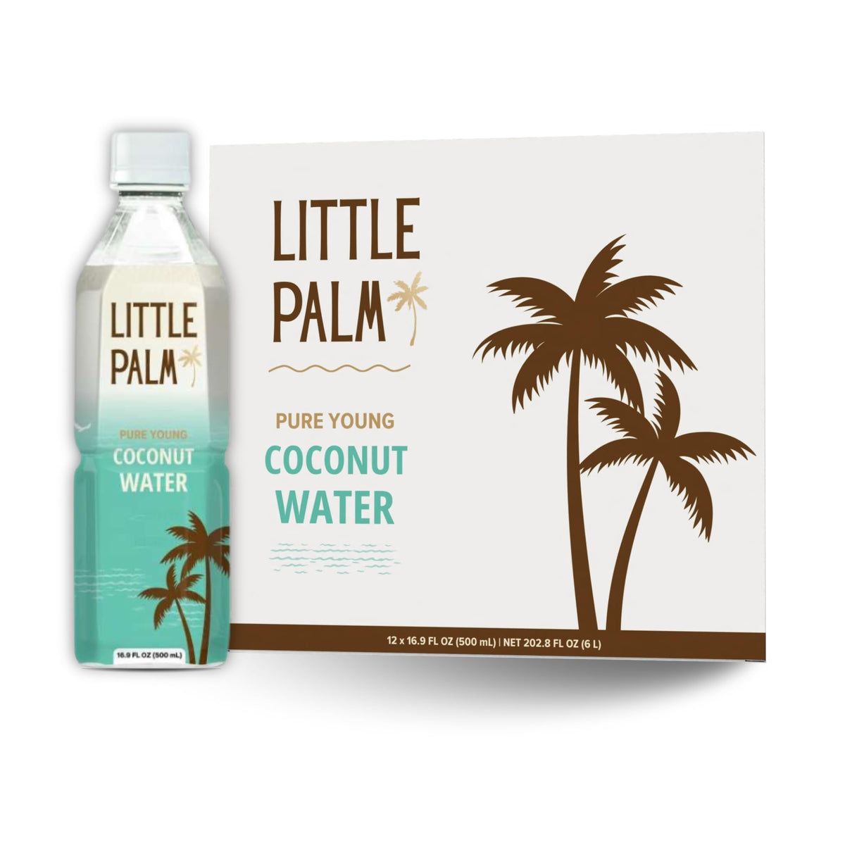 Little Palm Pure Coconut Water – From Young Coconuts, No Sugar Added, Natural Hydration, Electrolytes, 16.9 fl oz (12-Pack)