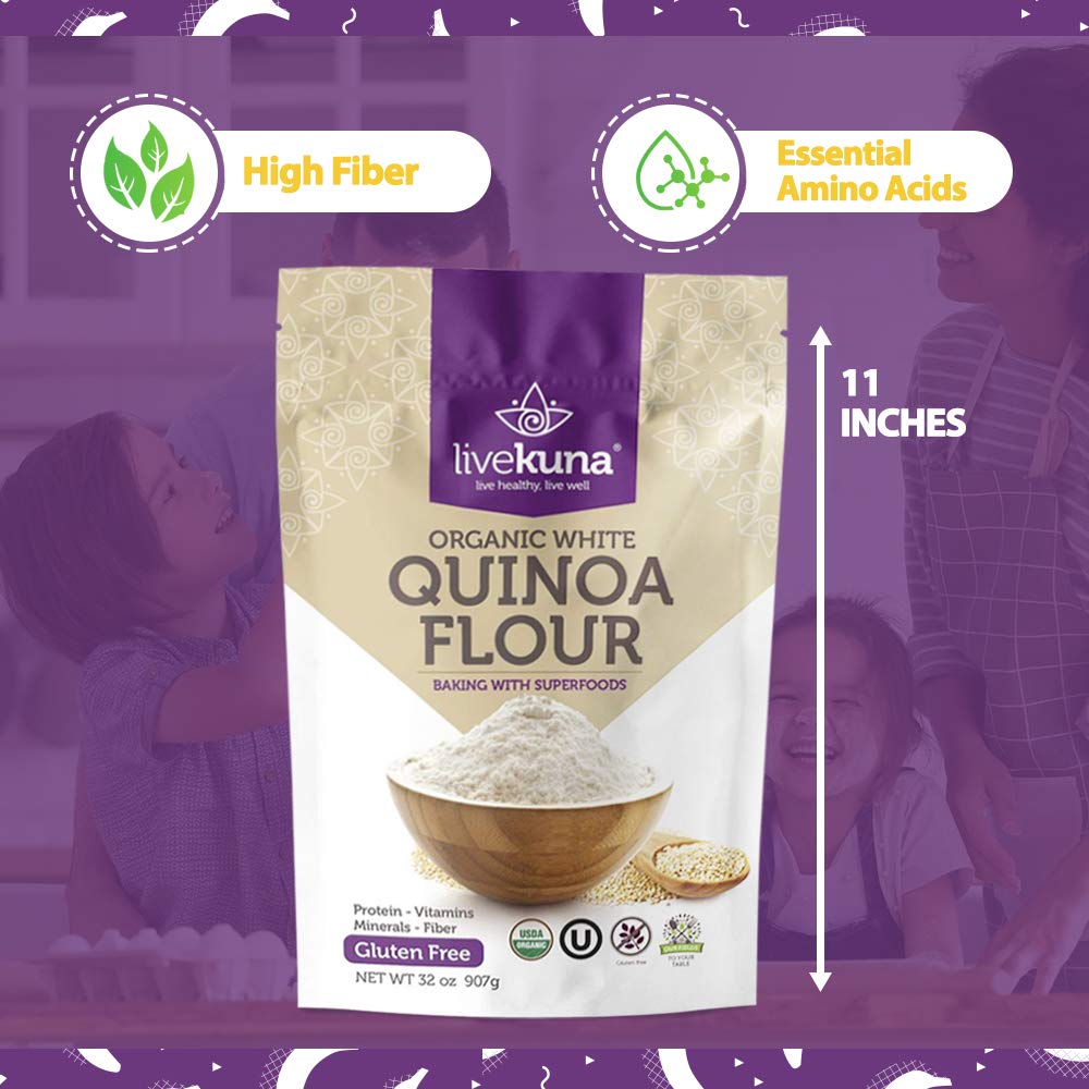 LiveKuna Organic Quinoa Flour – Gluten Free All-Purpose Flour, Vegan, 32oz