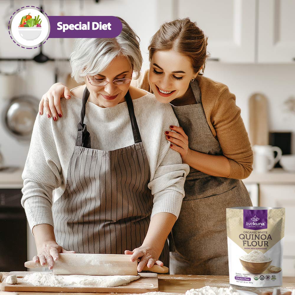 LiveKuna Organic Quinoa Flour – Gluten Free All-Purpose Flour, Vegan, 32oz