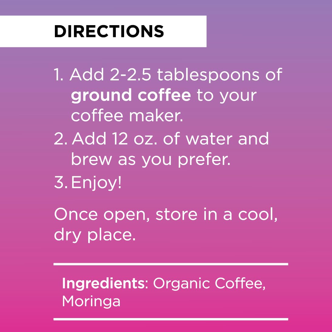 Livingood Daily Coffee with Moringa – Organic Medium Roast Whole Bean, 20 Servings