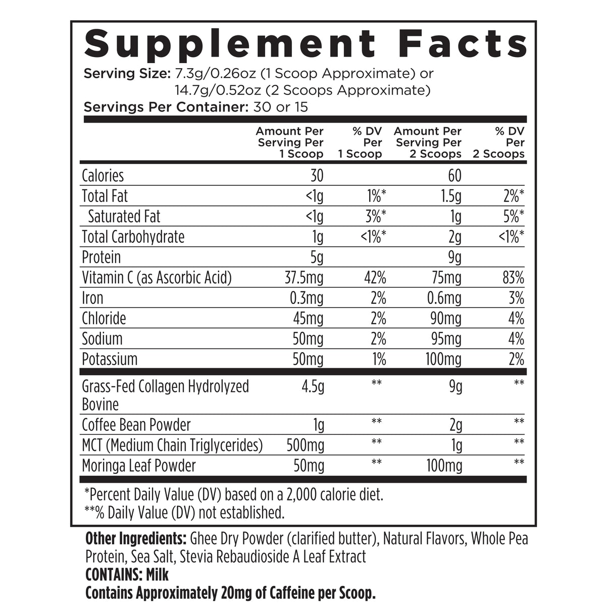 Livingood Daily Instant Collagen Coffee with Moringa, Vanilla – Low Acid, Organic, 12 oz