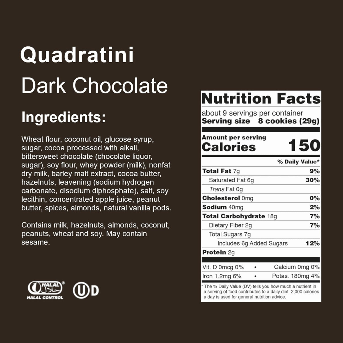 Loacker Quadratini Variety Pack Wafer Cookies LARGE – 30% Less Sugar – Hazelnut, Dark Chocolate, Vanilla & Chocolate – 6-Pack