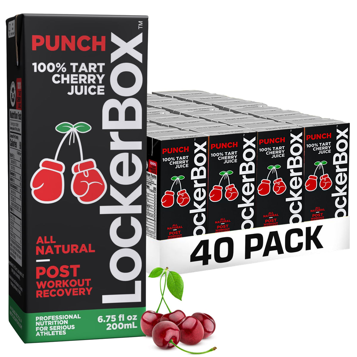LockerBox PUNCH 100% Tart Cherry Juice Box – 40-Pack, Organic, Informed Sport Certified