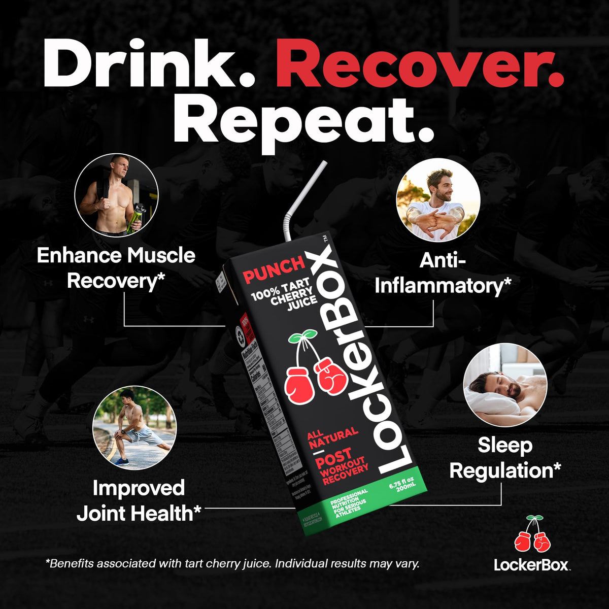 LockerBox PUNCH 100% Tart Cherry Juice Box – 40-Pack, Organic, Informed Sport Certified
