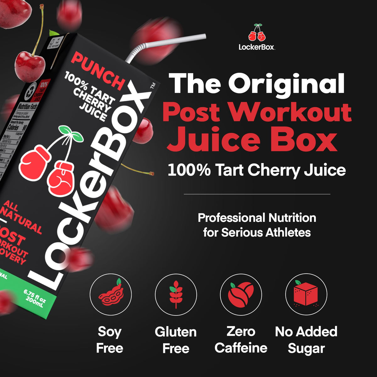 LockerBox PUNCH 100% Tart Cherry Juice Box – 40-Pack, Organic, Informed Sport Certified