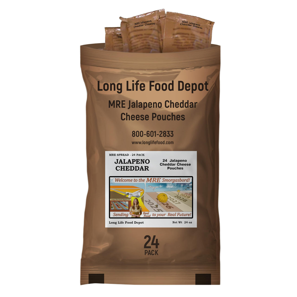 Long Life Food Depot MRE Jalapeño Cheddar Cheese Spread (24-Pack) – Long Shelf Life & 2024+ Production Dates