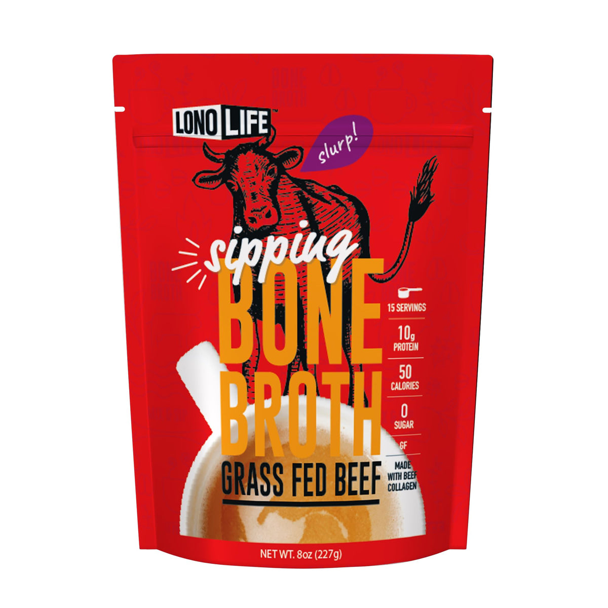 LonoLife Beef Bone Broth Powder Mix | Grass-Fed, 10g Protein, Collagen-Rich | Keto & Paleo