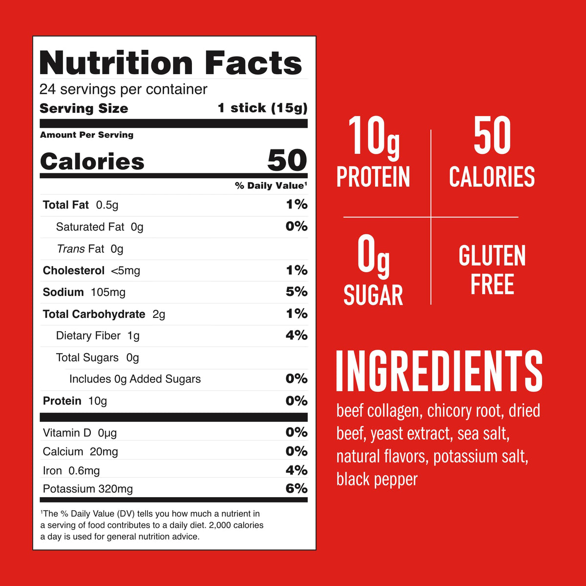 LonoLife Low Sodium Beef Bone Broth Powder Mix — 10g Protein, Grass-Fed, Keto & Paleo