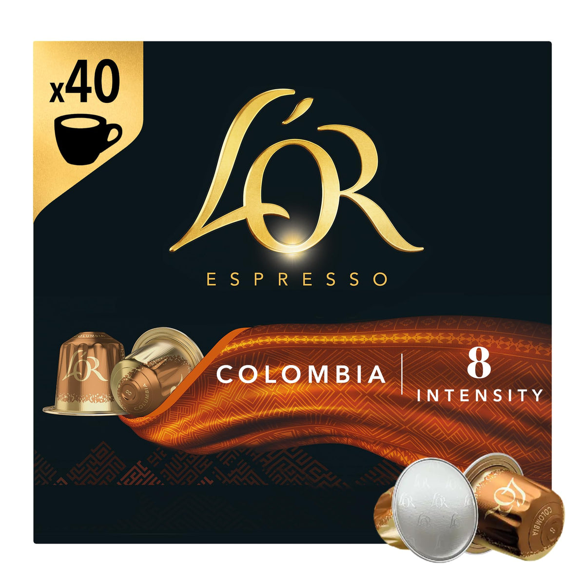 L'OR Espresso Capsules Colombia – 40 Count, Single-Serve Aluminum Pods for Nespresso Original Machines
