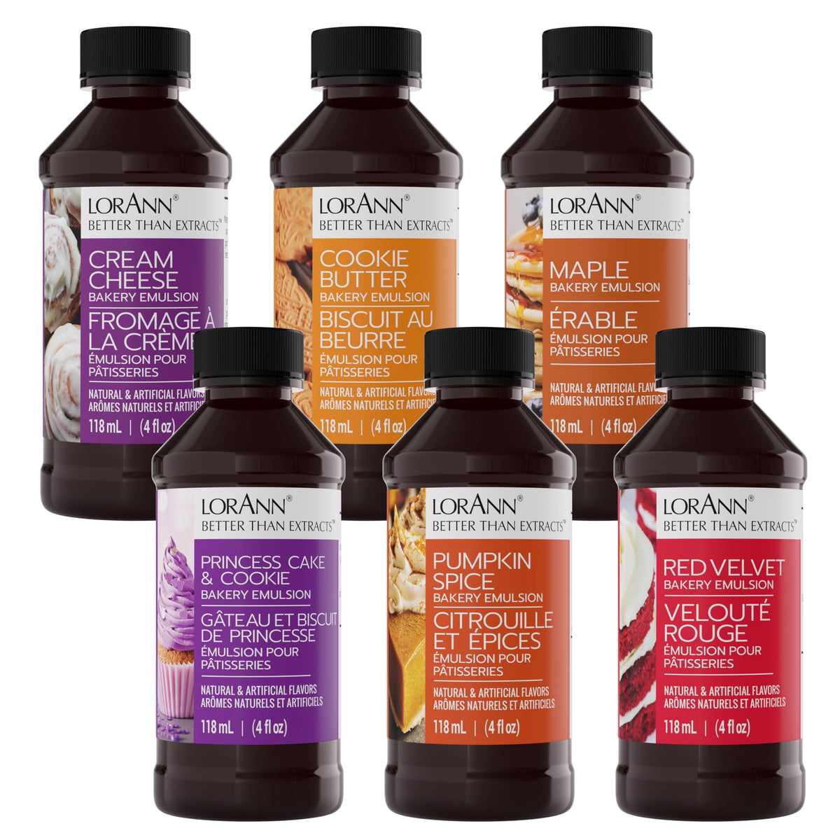 LorAnn Oils Variety Bakery Emulsion – 6 Flavors, 4 oz Each, Gluten-Free & Keto-Friendly