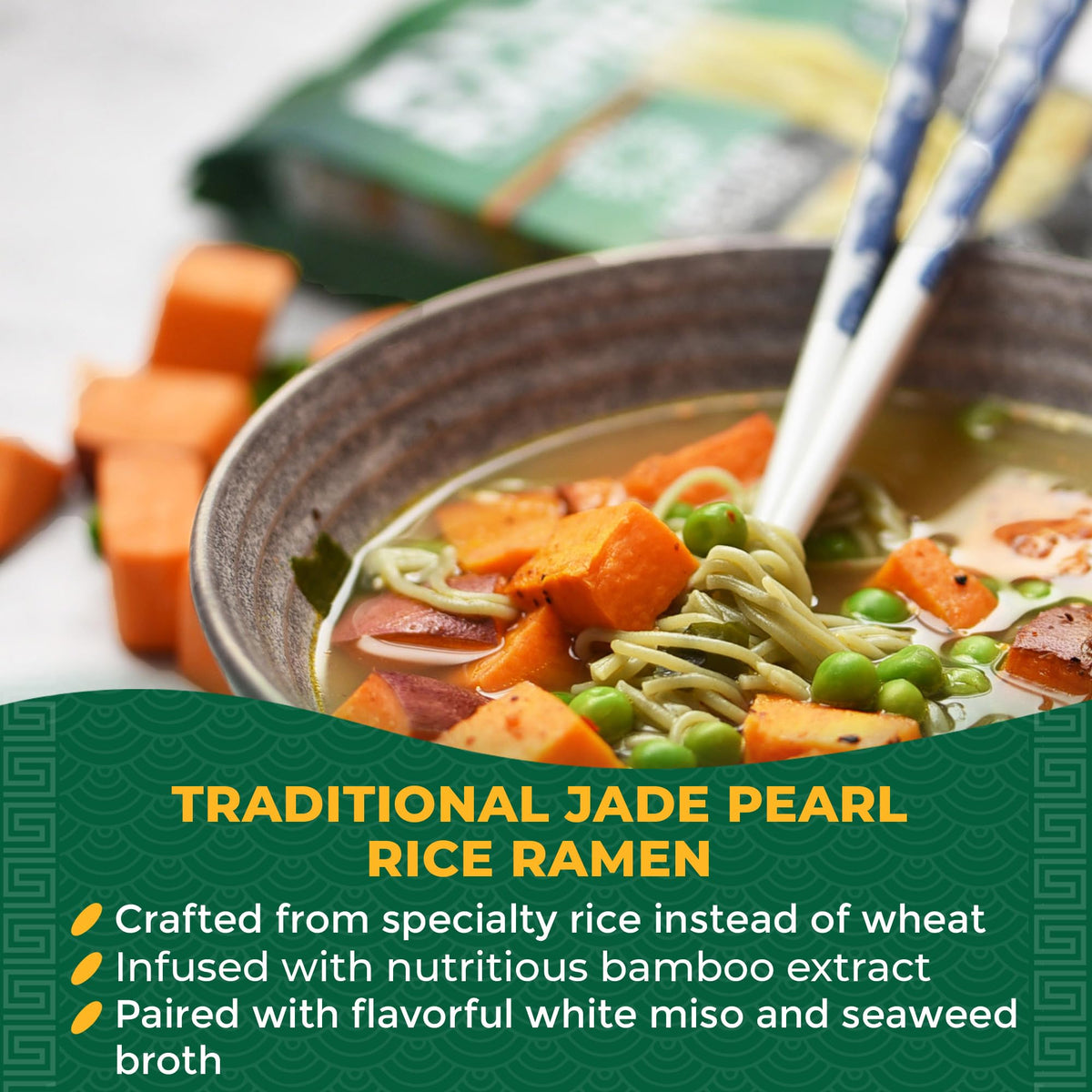 Lotus Foods Jade Pearl Organic Rice Ramen Noodles with Miso Soup - Gluten Free, Vegan, 2.8 oz Bags (Pack of 10)