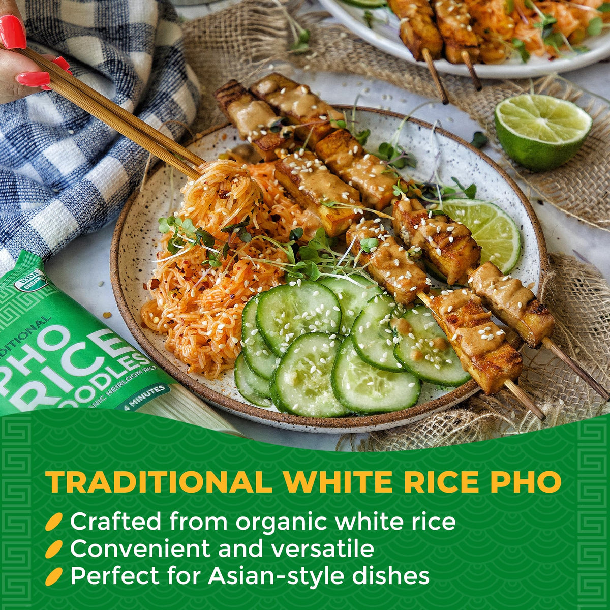 Lotus Foods Organic Traditional Pho Rice Noodles – Gluten Free & Vegan, USDA Organic (Pack of 8)