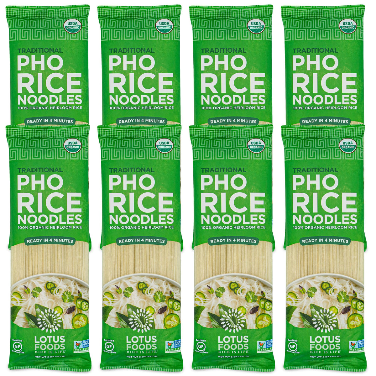 Lotus Foods Organic Traditional Pho Rice Noodles – Gluten Free & Vegan, USDA Organic (Pack of 8)
