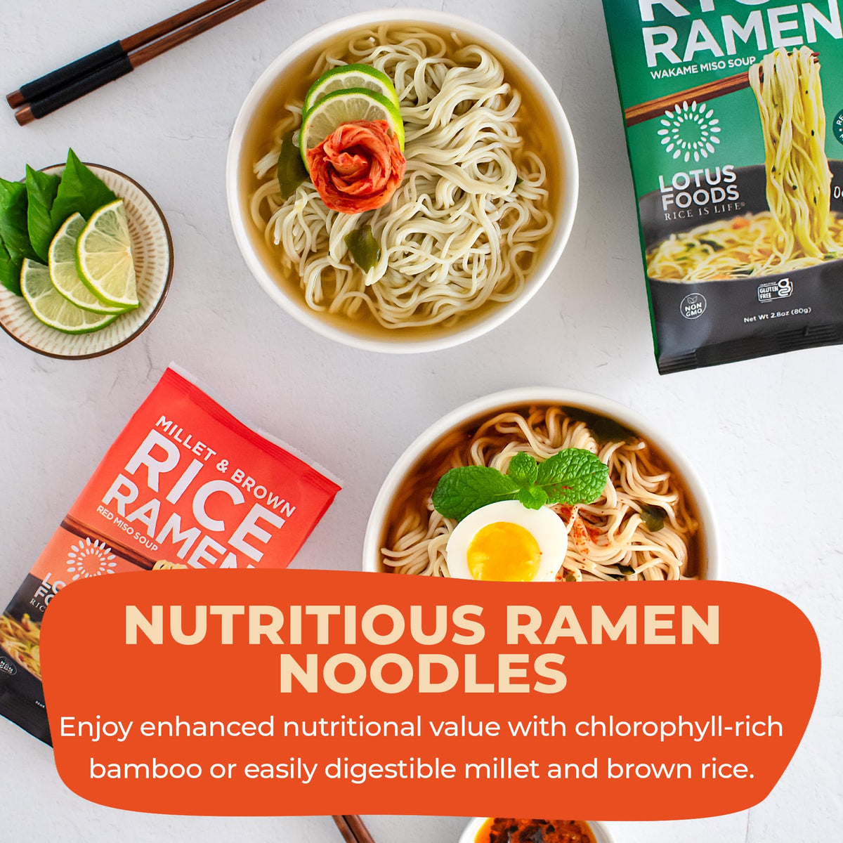 Lotus Foods Bulk Organic Rice Ramen Variety Bundle – Jade Pearl, Millet & Brown Rice (Gluten Free) 2.8 oz Bags x10