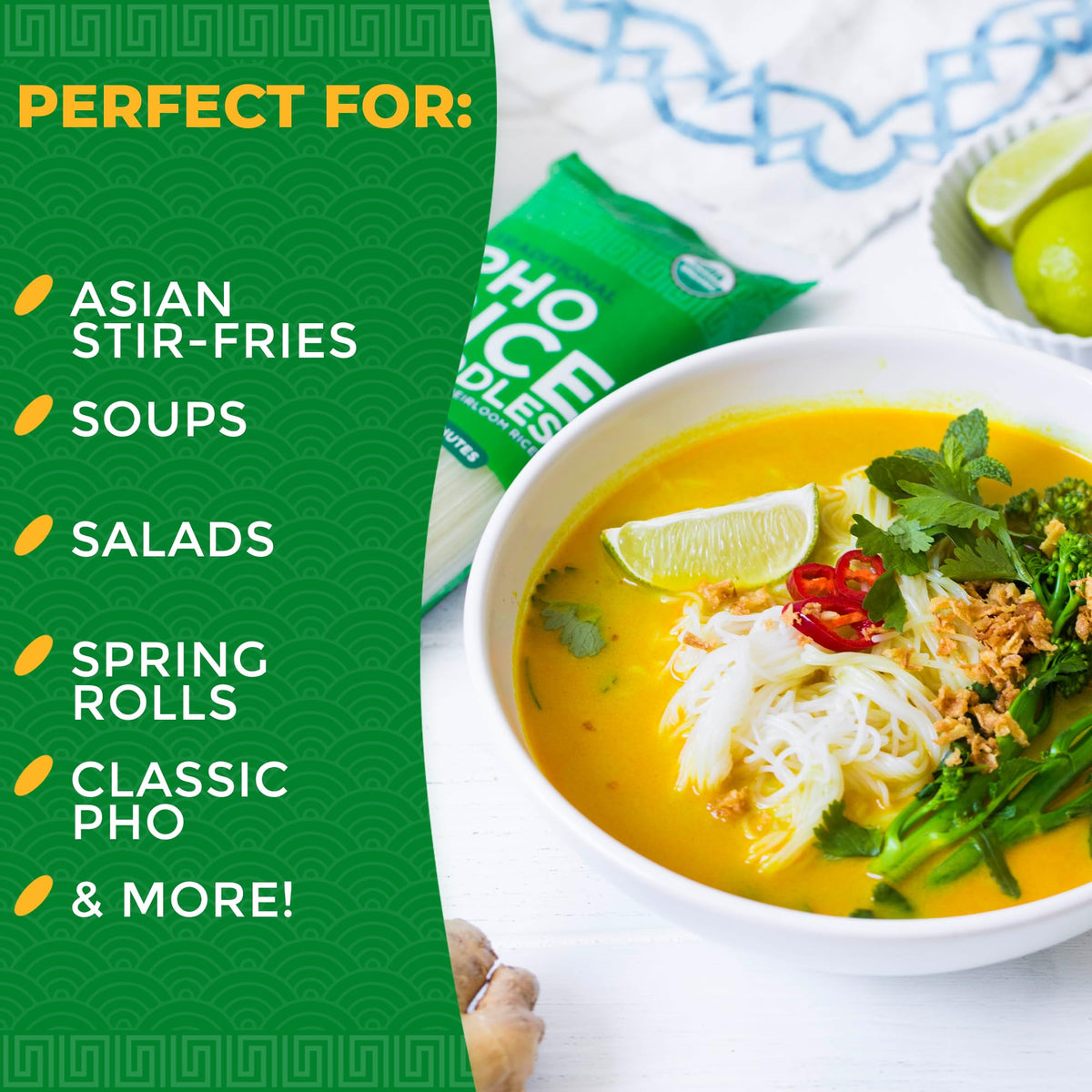 Lotus Foods Organic Traditional Pho Rice Noodles – Gluten Free & Vegan, USDA Organic (Pack of 8)