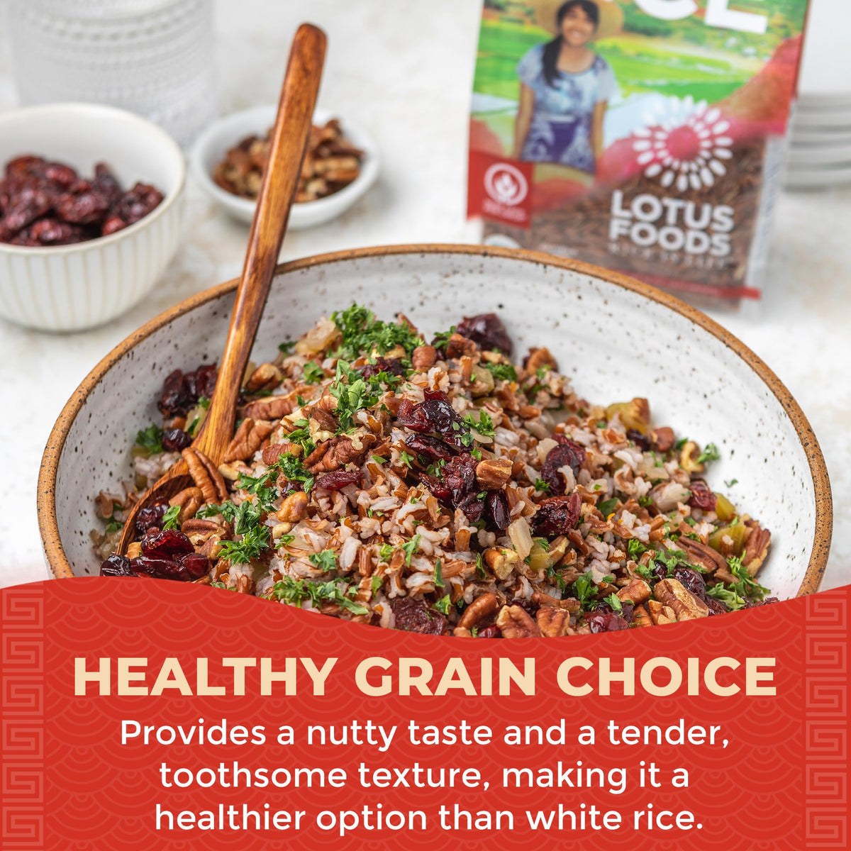 Lotus Foods Organic Red Rice - Gluten-Free Whole Grain, Non-GMO, USDA Organic, 15 oz Bags (Pack of 6)