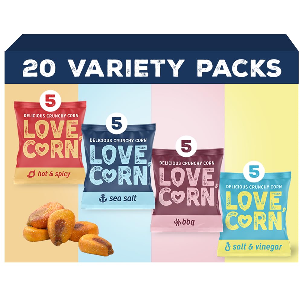 LOVE CORN Fab Four: Sea Salt, BBQ, Salt & Vinegar, Hot Spicy – Gluten Free & Vegan