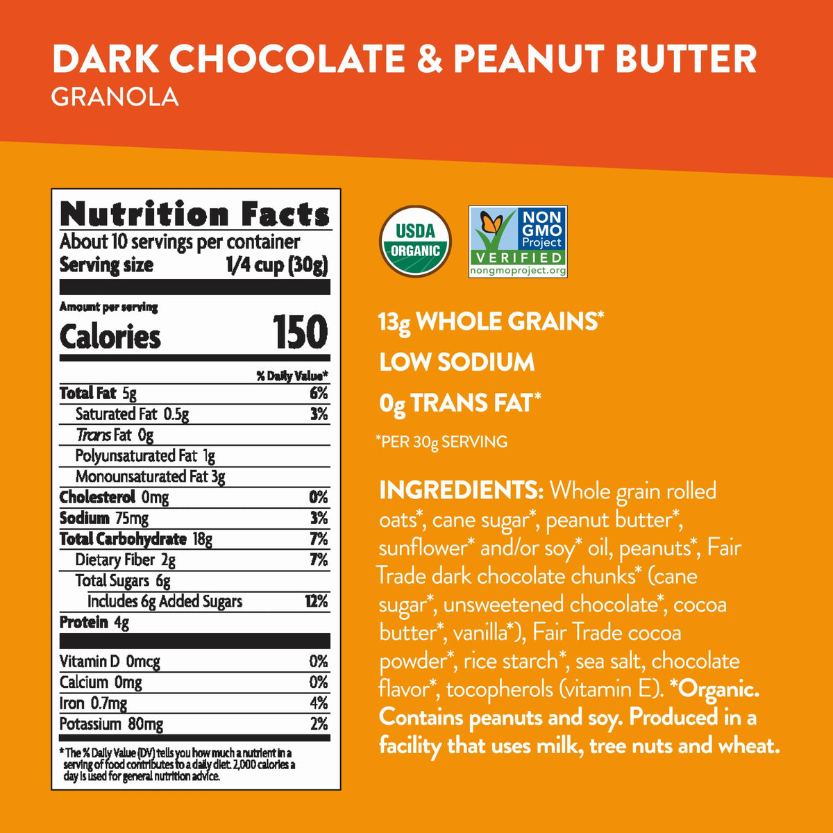 Love Crunch Organic Dark Chocolate & Peanut Butter Granola – 11.5 oz (Pack of 6) | Non-GMO & Fair Trade | by Nature's Path