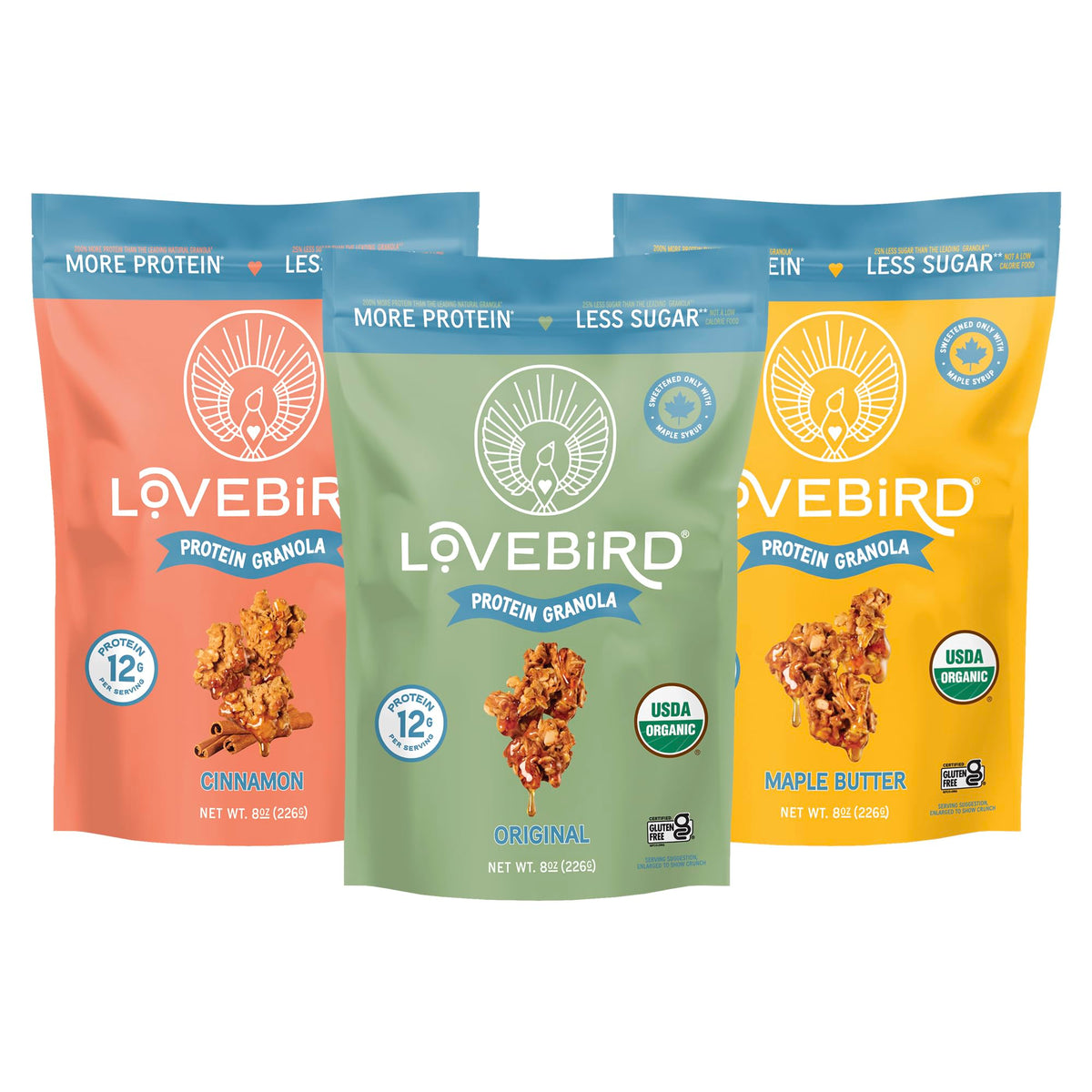 Lovebird Gluten Free Granola – 7 Real Ingredients, High Protein, USDA Organic (3 Pack)