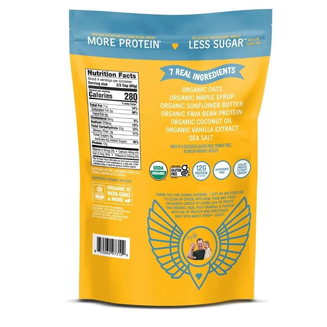 Lovebird Gluten Free Granola – 7 Real Ingredients, High Protein, USDA Organic (3 Pack)