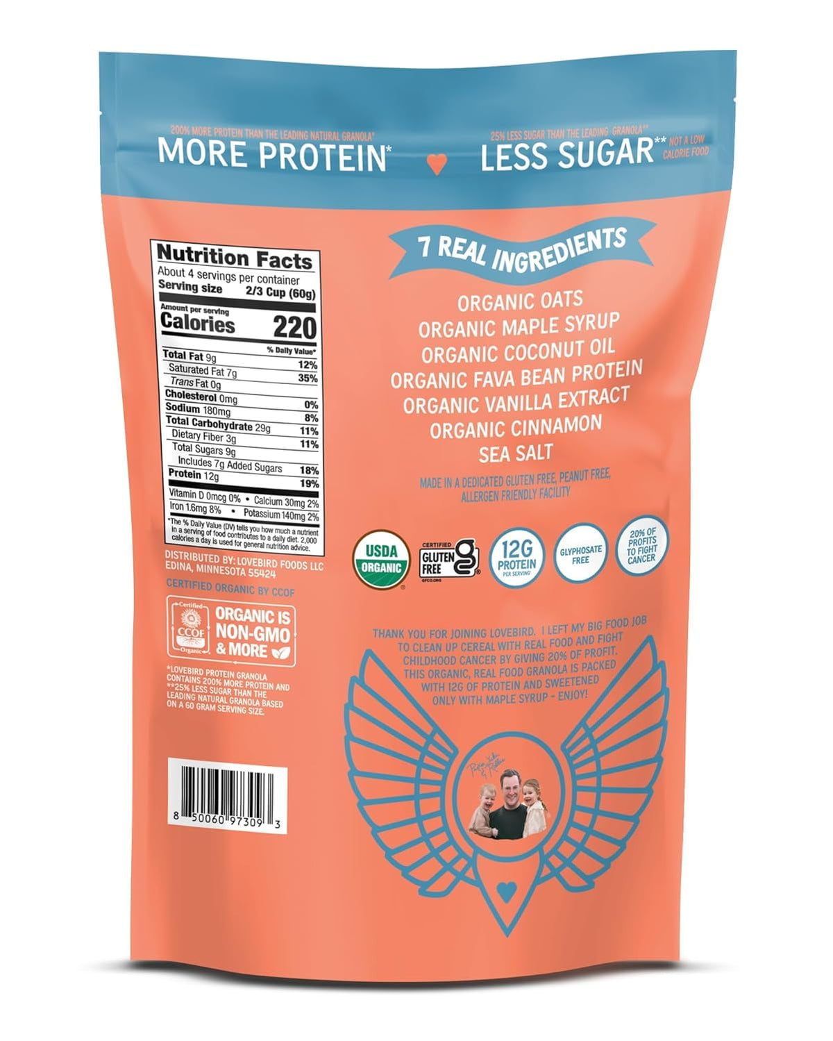 Lovebird Gluten Free Granola – 7 Real Ingredients, High Protein, USDA Organic (3 Pack)