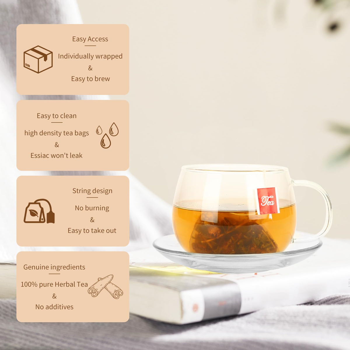 Loywoqi Essiac Tea Bags – Caffeine-Free Herbal Tea, 50 Count (3g x 50)
