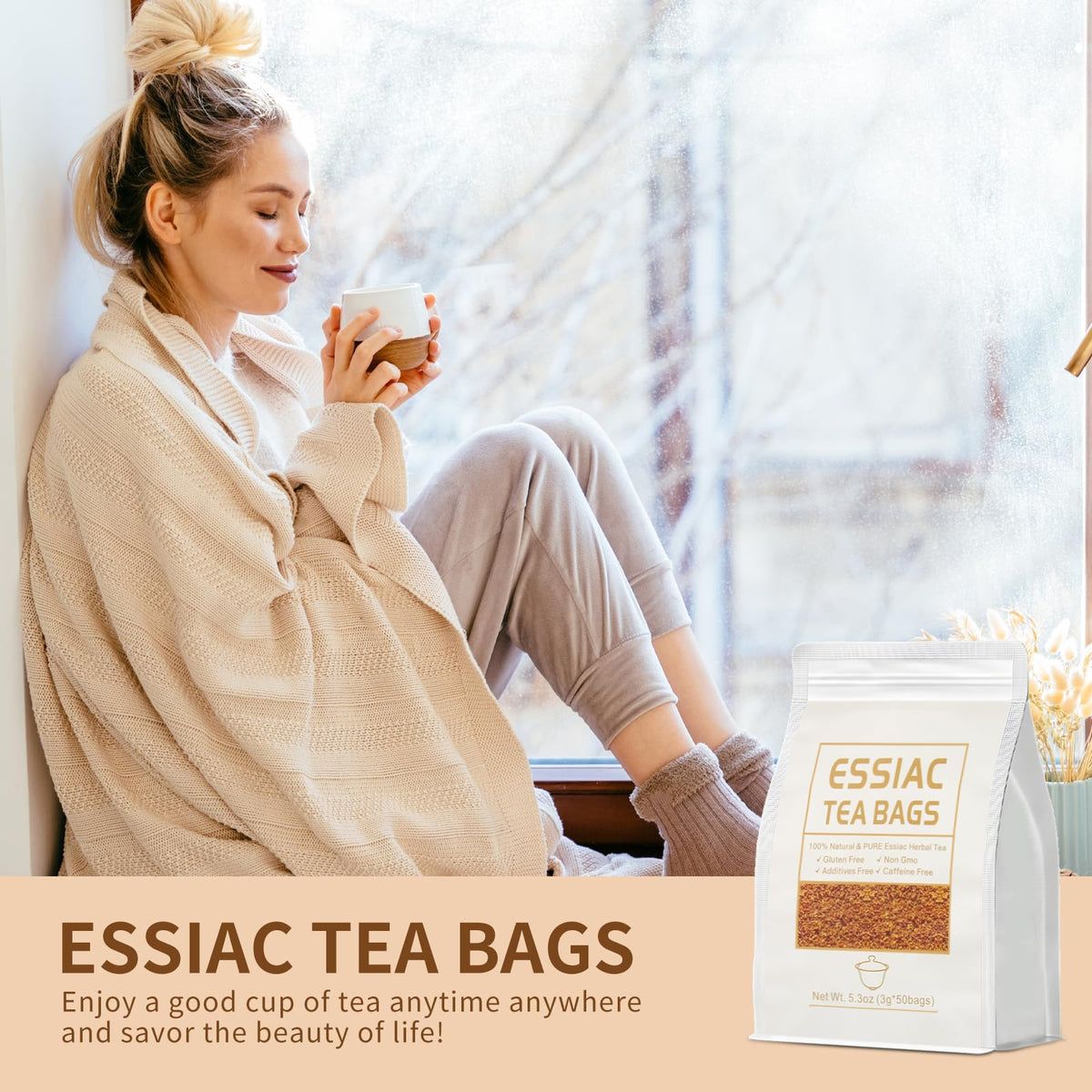 Loywoqi Essiac Tea Bags – Caffeine-Free Herbal Tea, 50 Count (3g x 50)