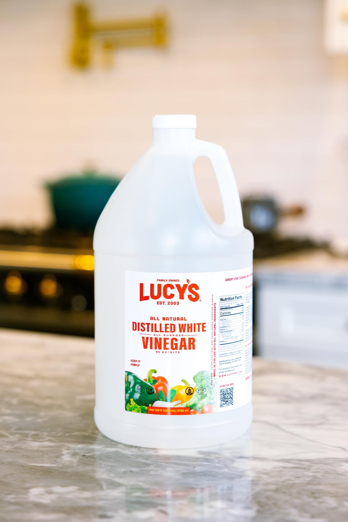Lucy's Natural Distilled White Vinegar - 1 Gallon, 5% Acidity, Family-Owned