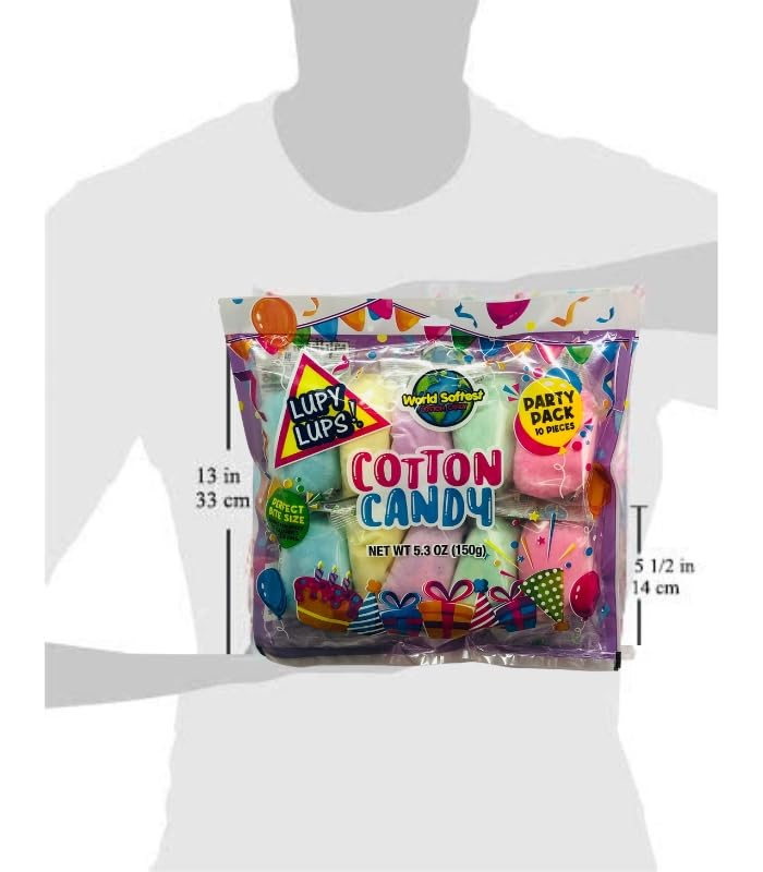 Lupy Lups! Cotton Candy Party Pack – 30 Individually Wrapped Mini Bags, 0.5 oz Each, Assorted Flavors