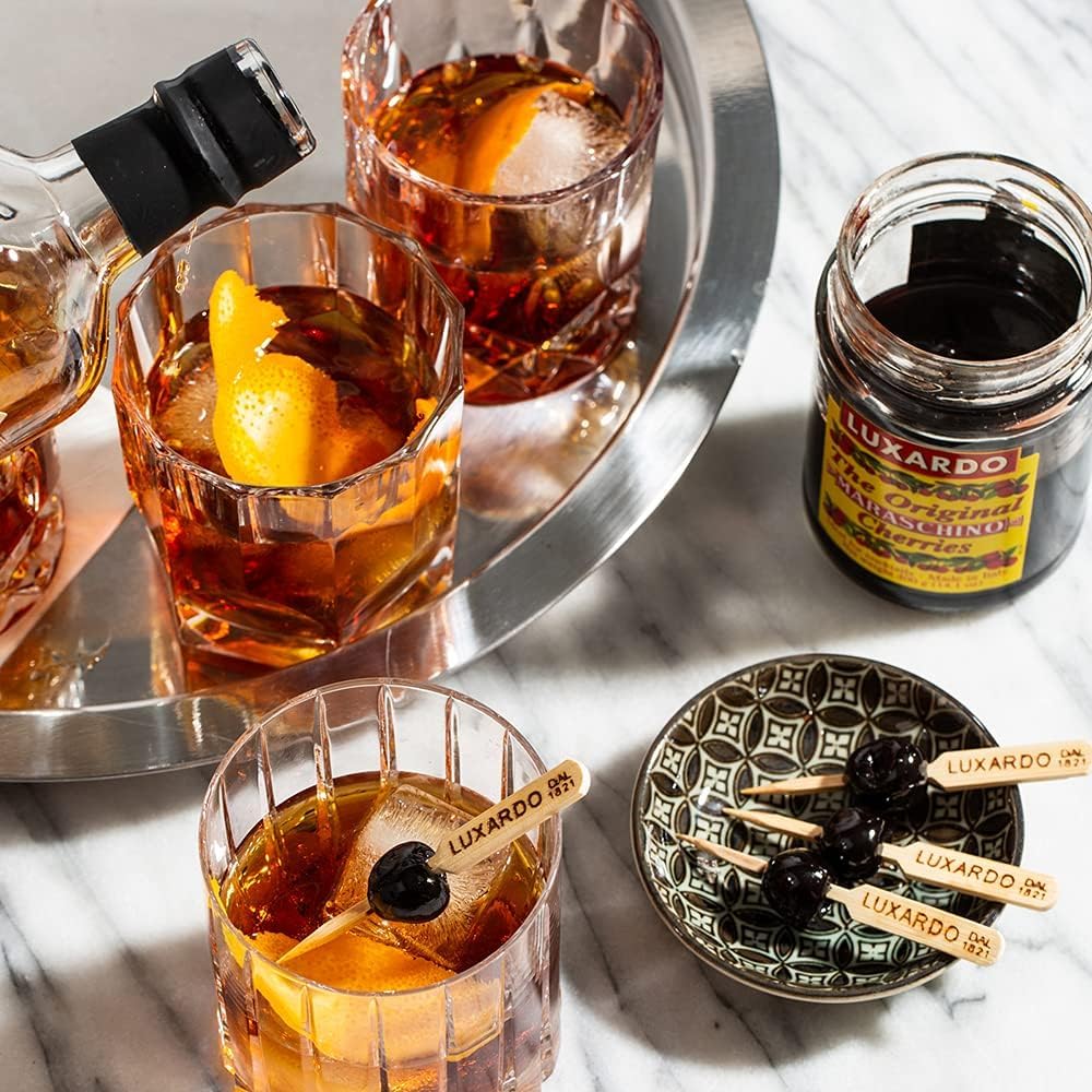Luxardo Original Maraschino Cherries – 4x400g Jars, ~65 Cherries Each | For Old Fashioned, Manhattan & Desserts