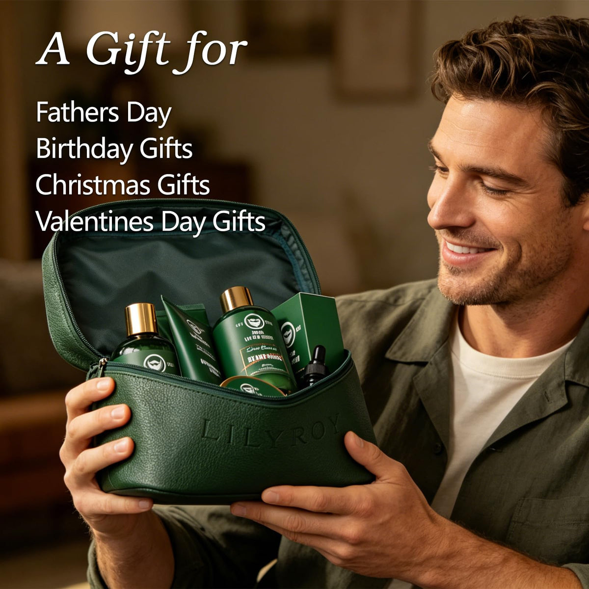 Luxurious 32Pcs Bath & Beard Gifts for Father's Day, Spa Kit for Men & Dad