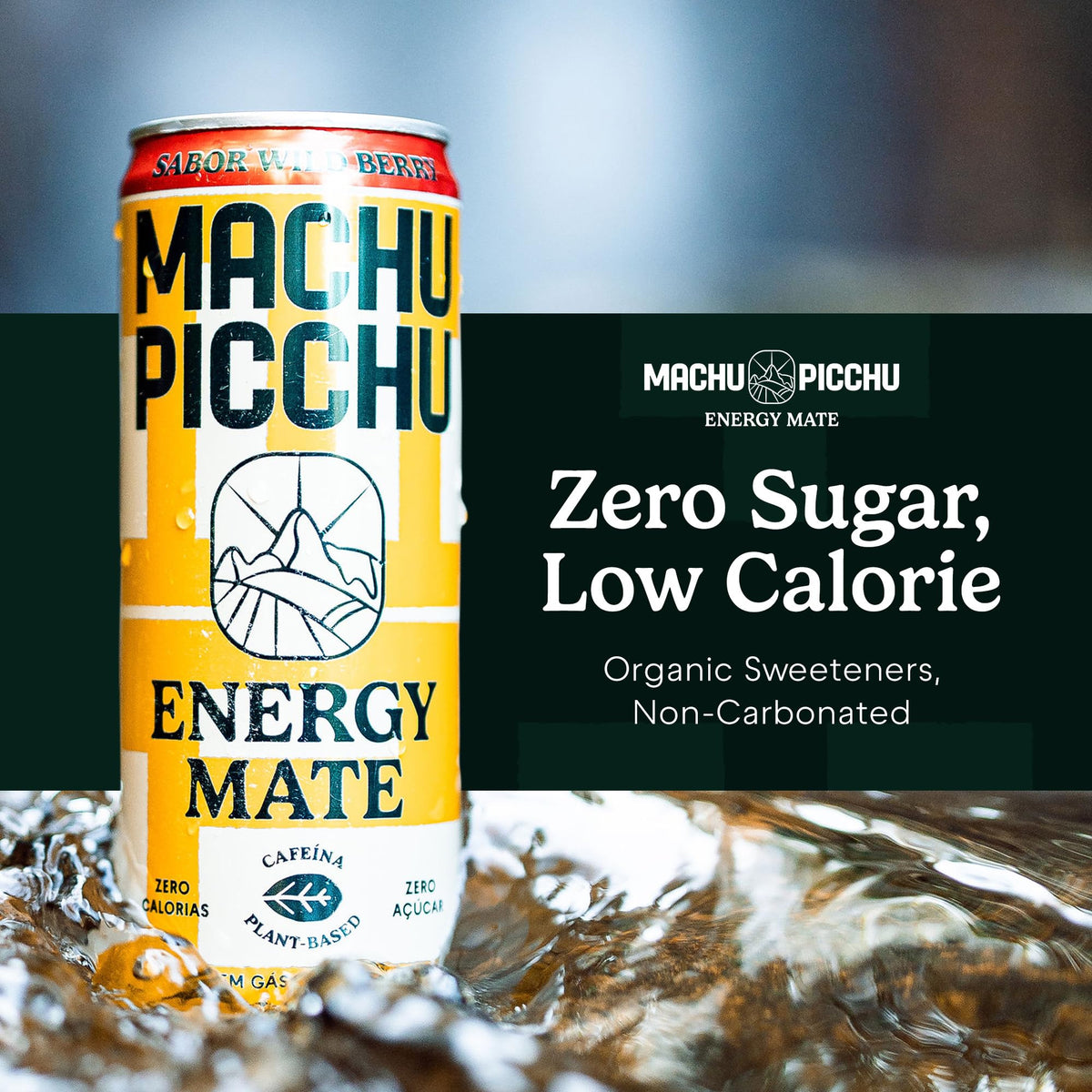 MACHU PICCHU 12-Pack Wild Berry Energy Mate: Zero Sugar, 120mg Organic Caffeine, Non-Carbonated
