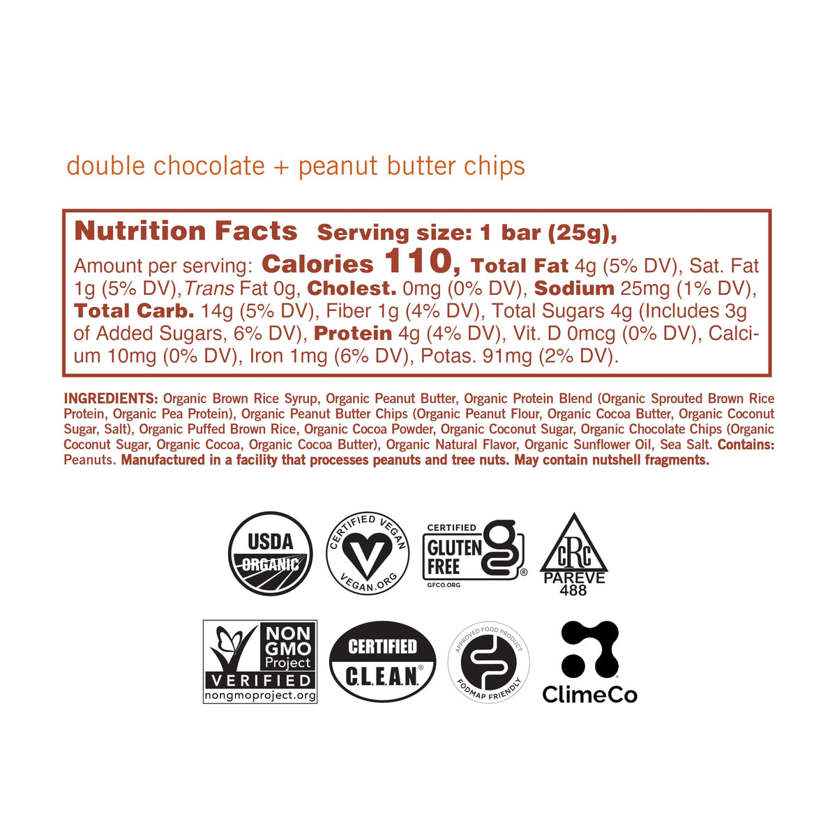 GoMacro MacroBar Mini Organic Vegan Snack Bars - Double Chocolate & Peanut Butter Chips (0.9 oz, 24 Count)