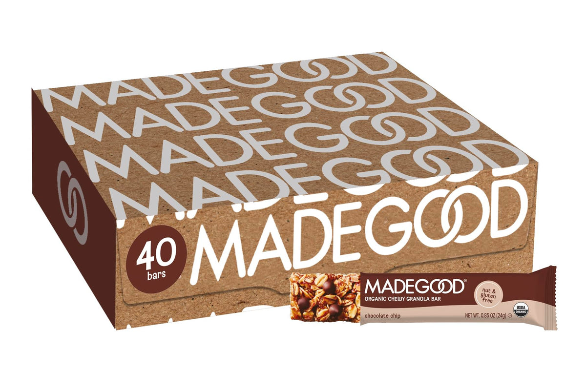 MadeGood Chocolate Chip Granola Bars - Gluten Free, 40 Count, Veggie Nutrients