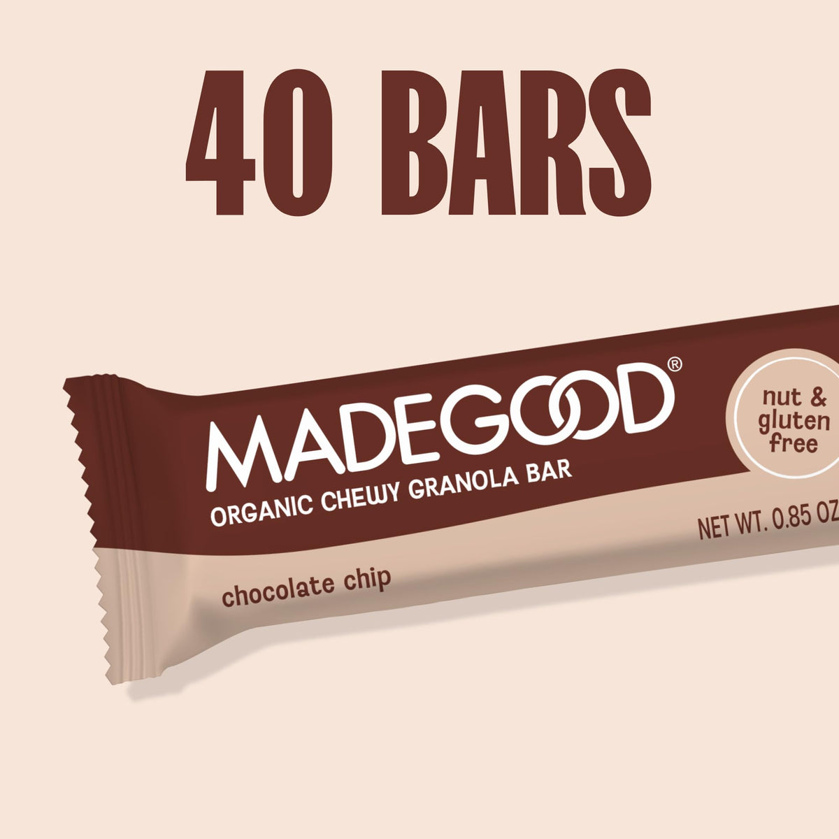 MadeGood Chocolate Chip Granola Bars - Gluten Free, 40 Count, Veggie Nutrients