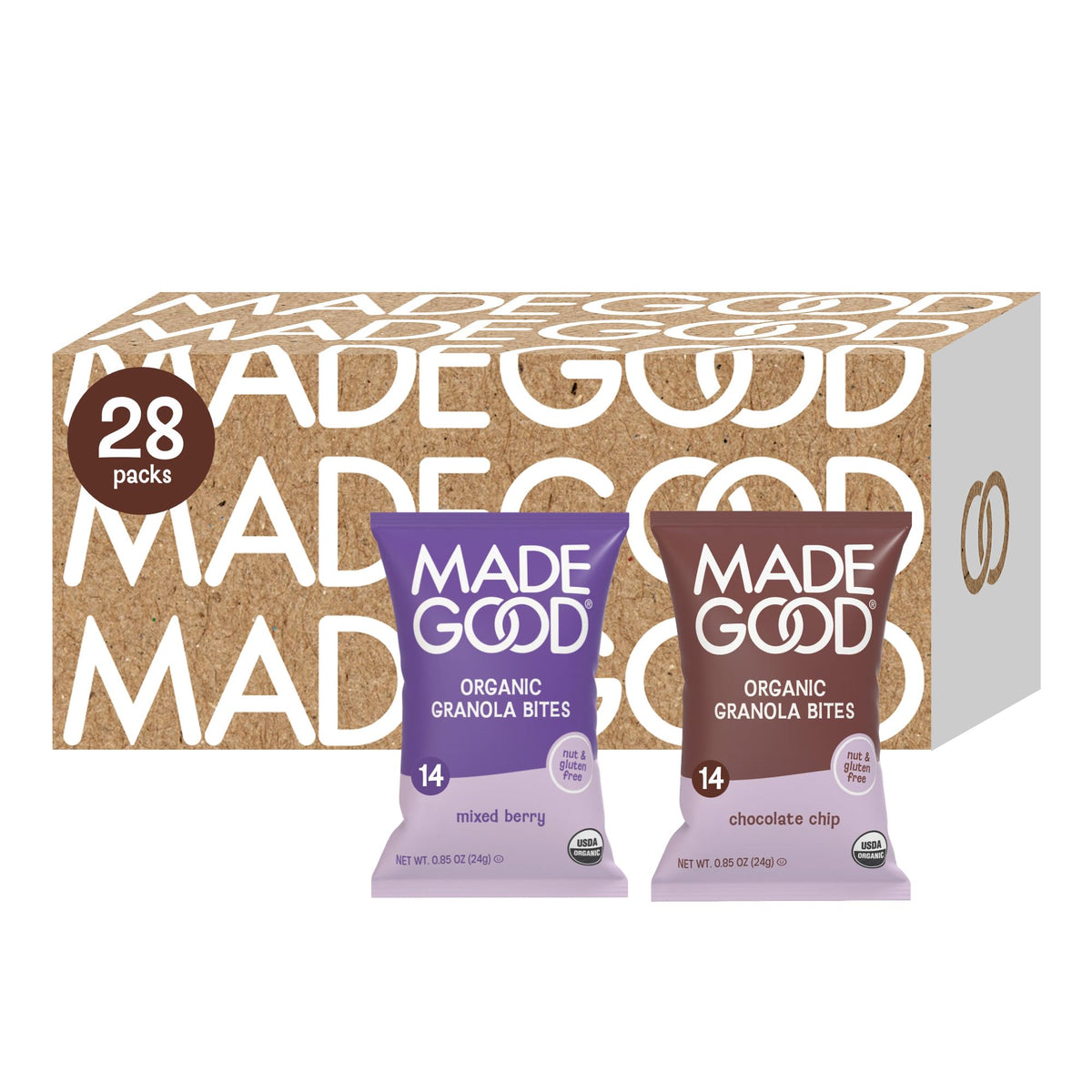 MadeGood Granola Bites Chocolate Chip & Mixed Berry Variety Pack – 28 Count, Gluten Free & Organic